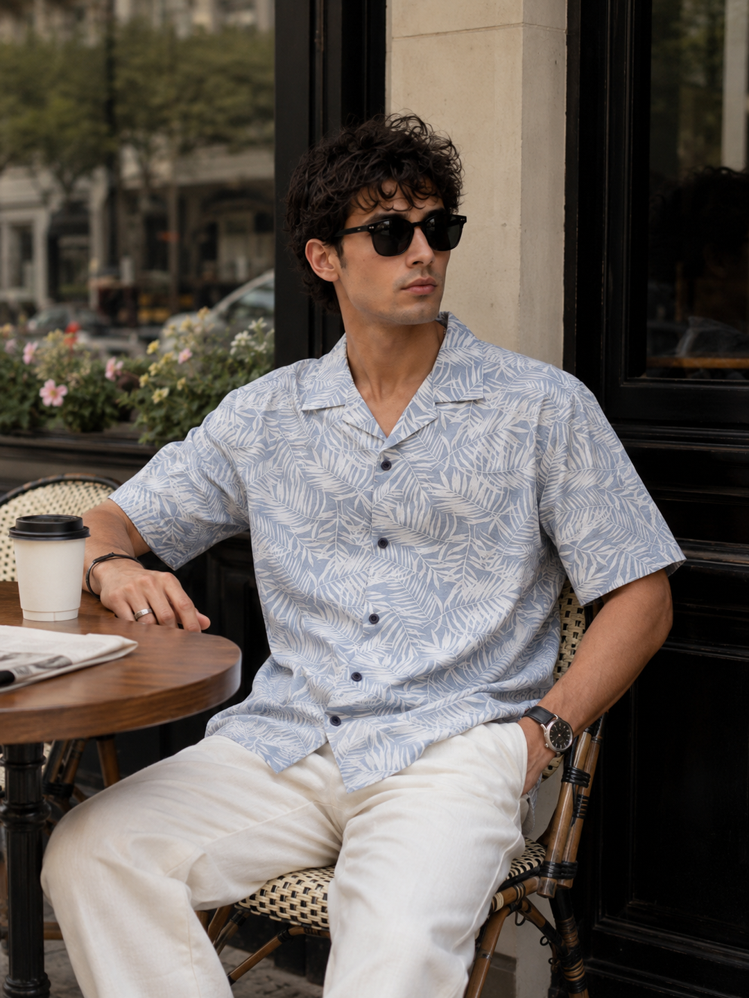 Blue Leafy Cuban Shirt
