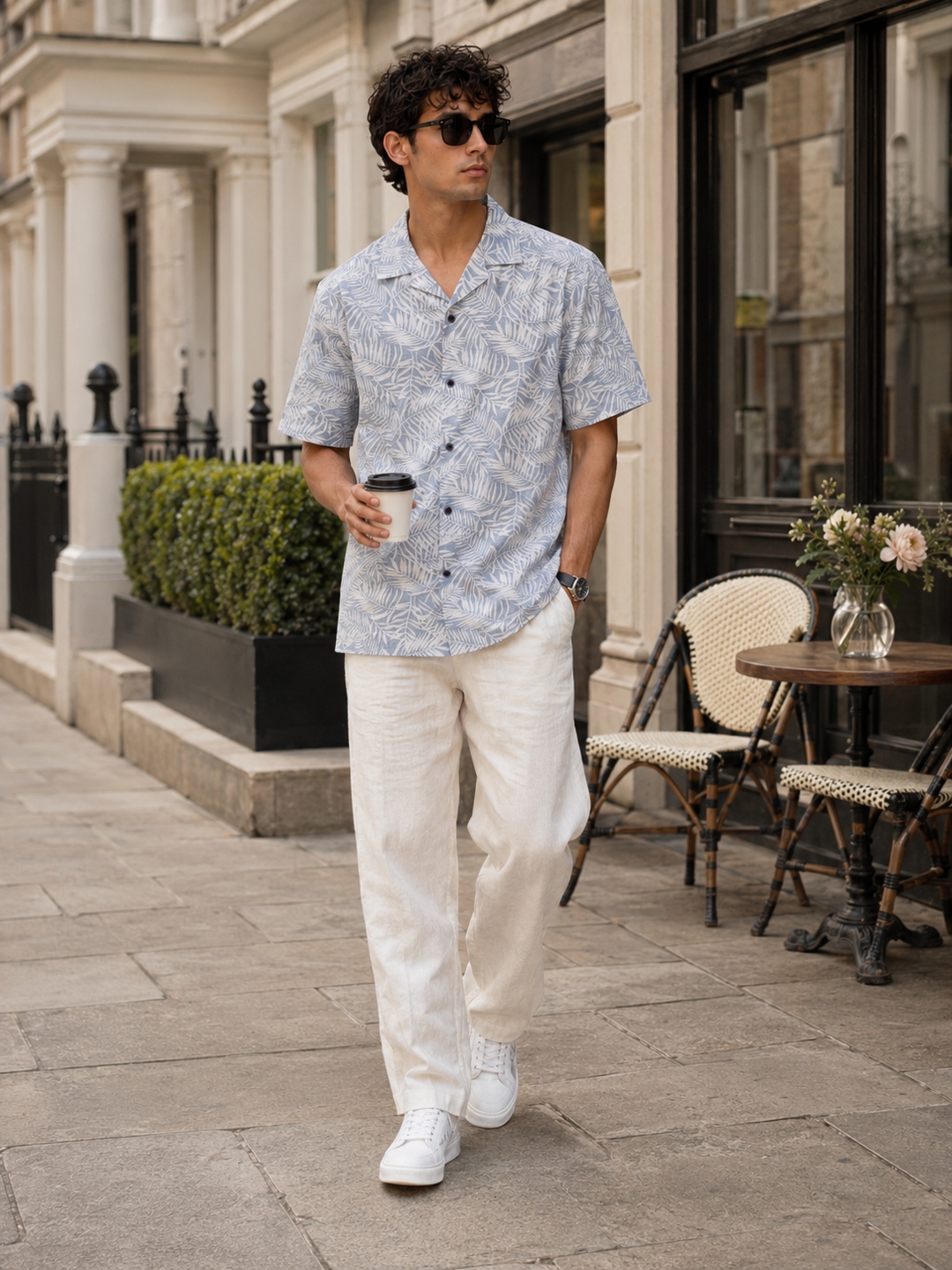 Blue Leafy Cuban Shirt