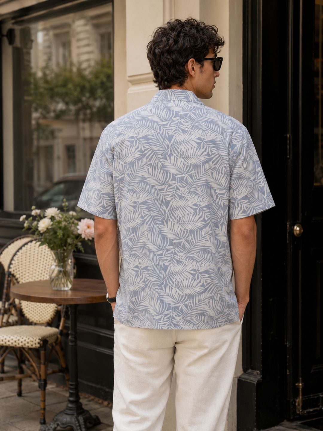 Blue Leafy Cuban Shirt