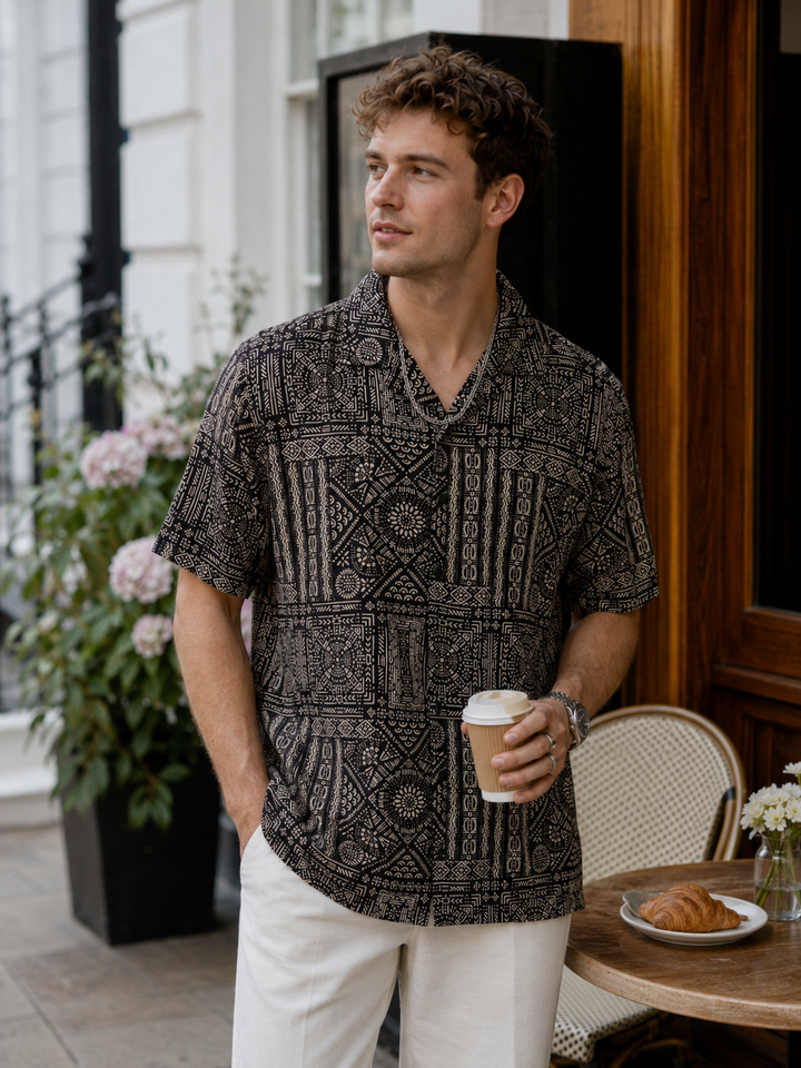 Bandana Print Cuban Shirt
