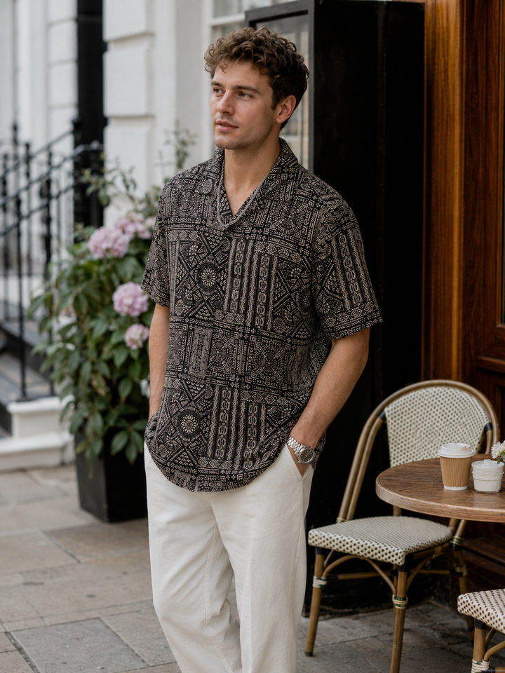 Bandana Print Cuban Shirt