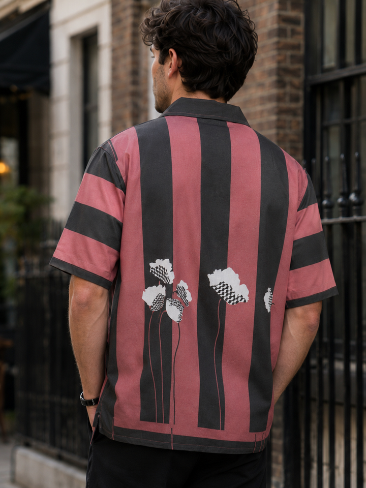 Maroon Stripes Cuban Shirt