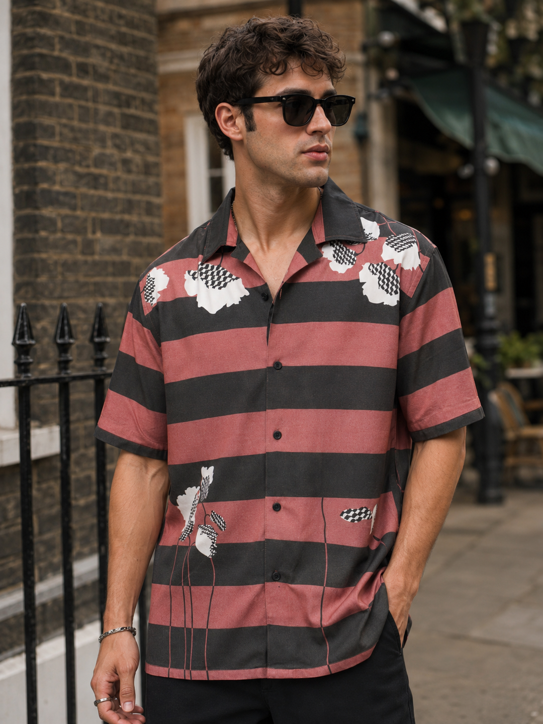 Maroon Stripes Cuban Shirt