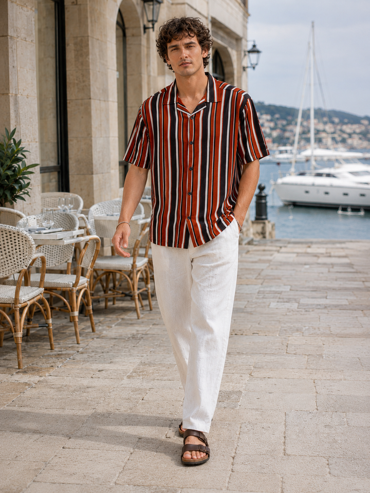 Classic Stripes: Red & White Cuban Shirt