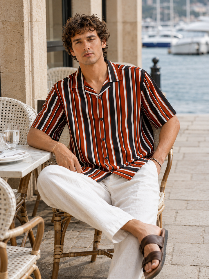 Classic Stripes: Red & White Cuban Shirt