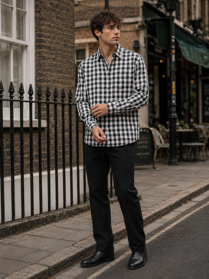 Plaid: Black Checks Shirt