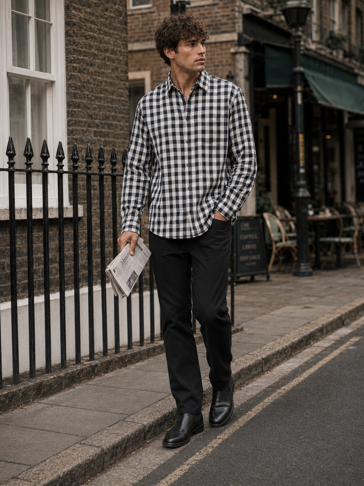 Plaid: Black Checks Shirt