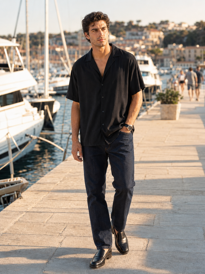 Solids: Black Cuban Shirt