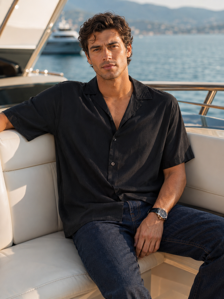 Solids: Black Cuban Shirt