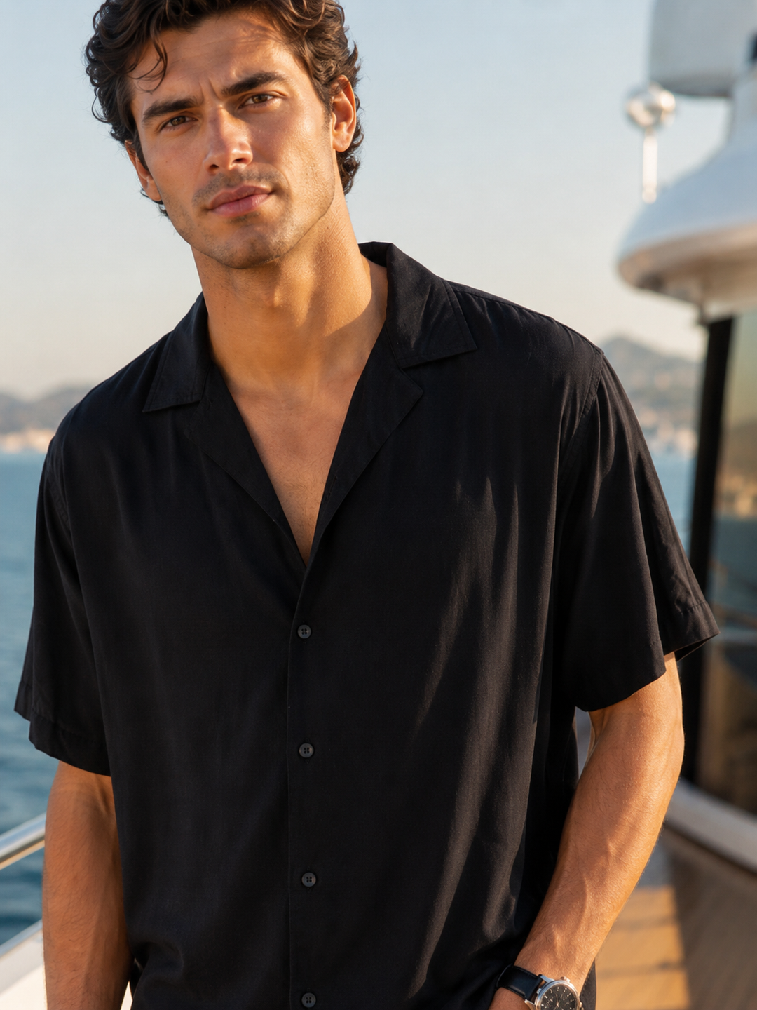 Solids: Black Cuban Shirt