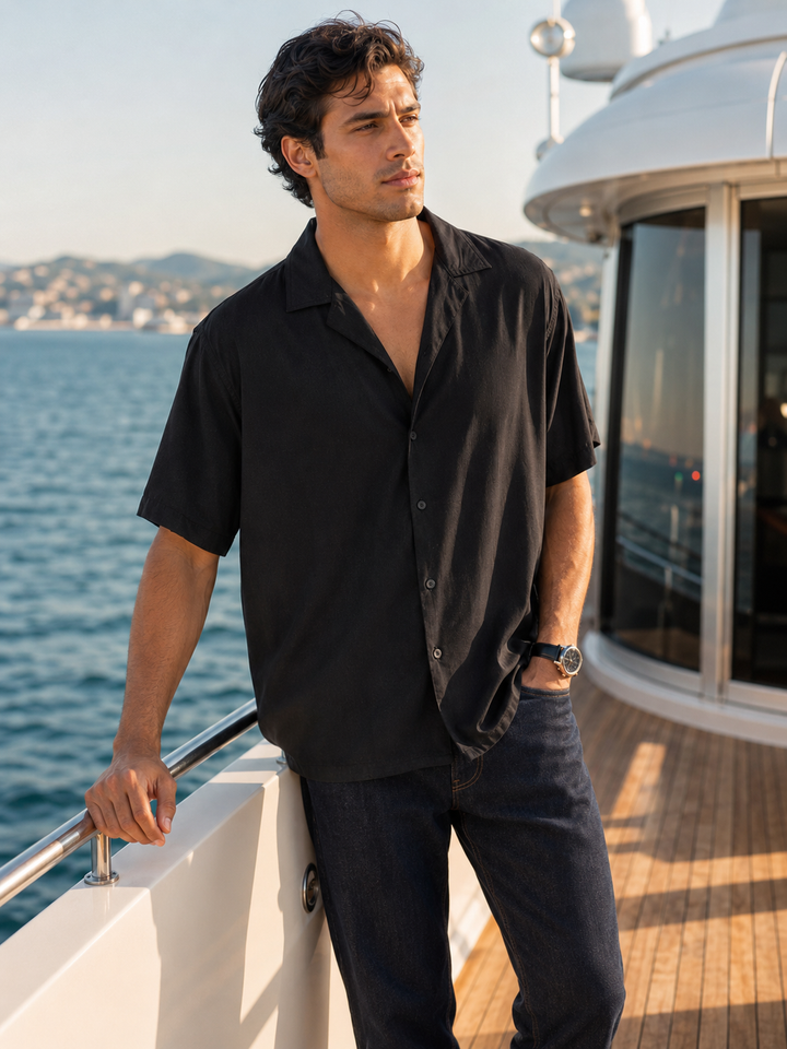 Solids: Black Cuban Shirt
