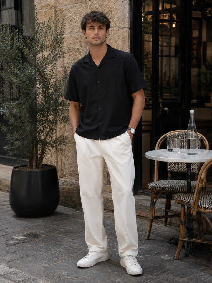 Black Dobby Cuban Shirt