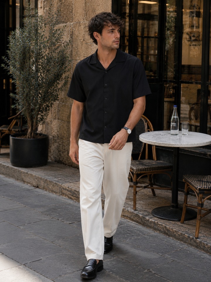 Black Dobby Cuban Shirt