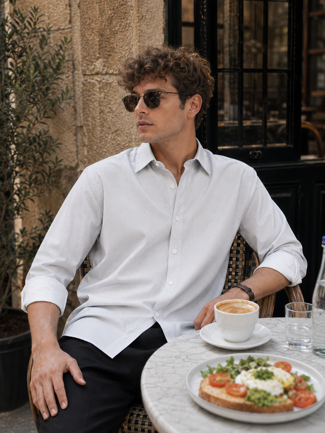 Printed Slim Fit White Shirt
