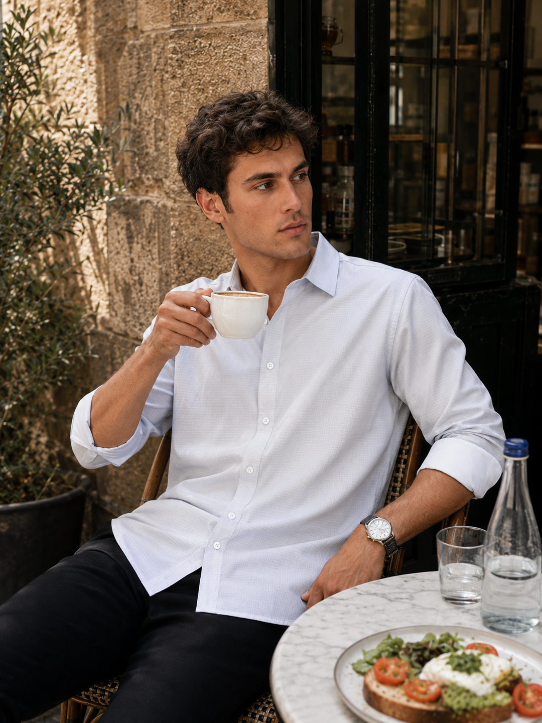 Printed Slim Fit White Shirt
