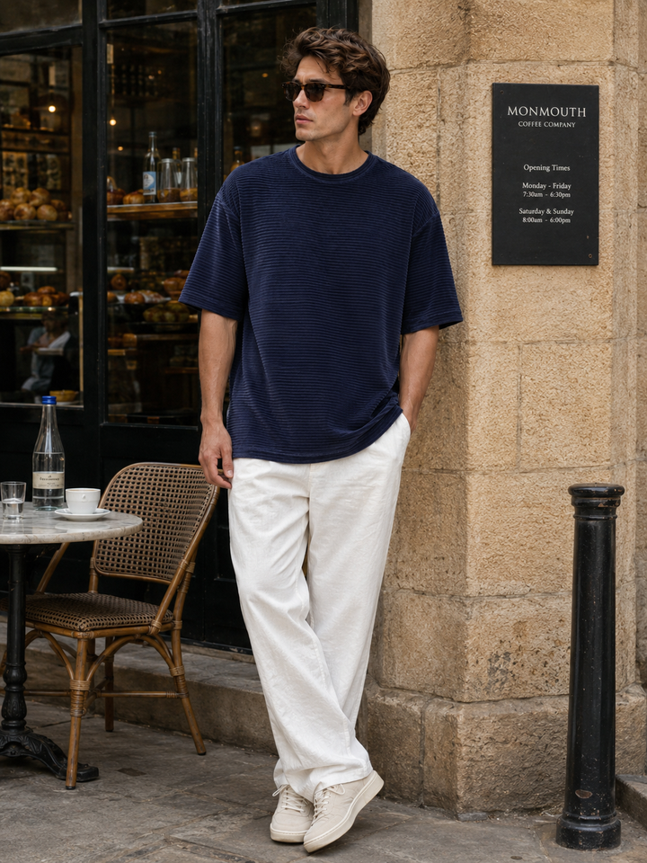Textured Fabric Pearl Blue Oversized t-shirt