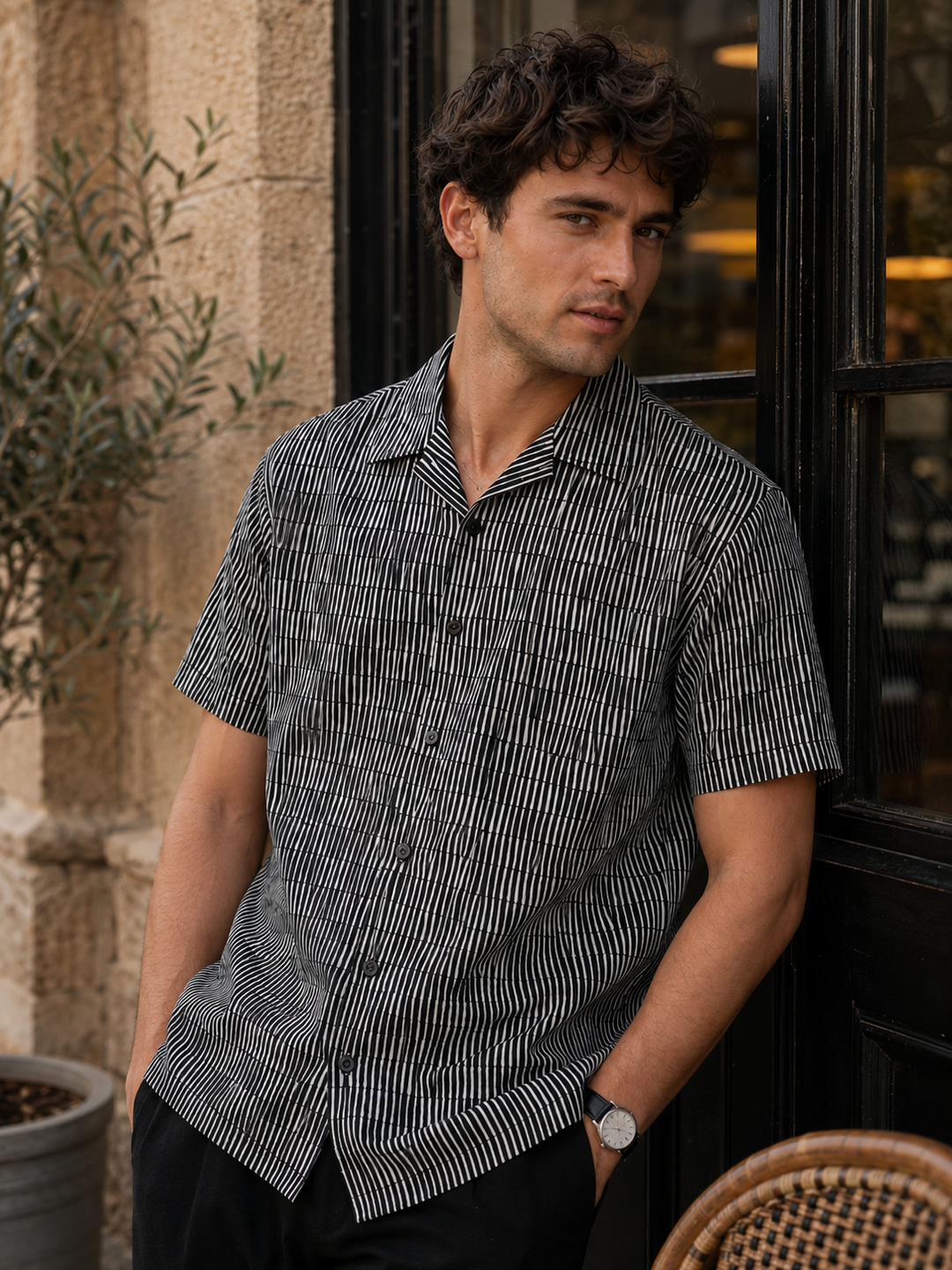 Streaks Black Cuban Shirt
