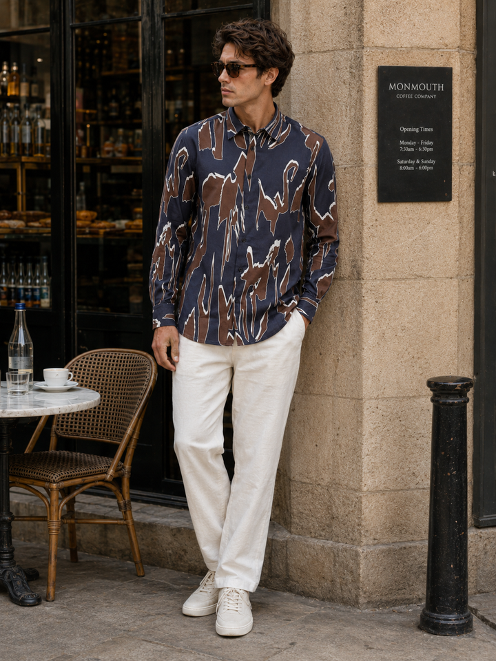 Blue Brown Abstract Shirt