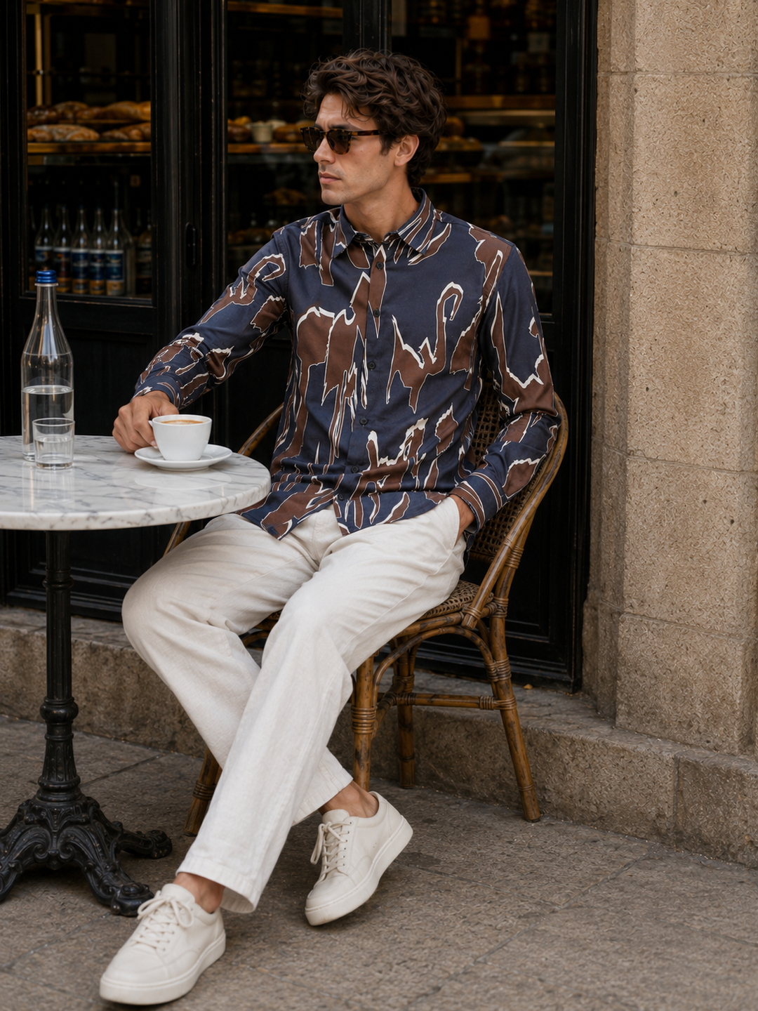 Blue Brown Abstract Shirt
