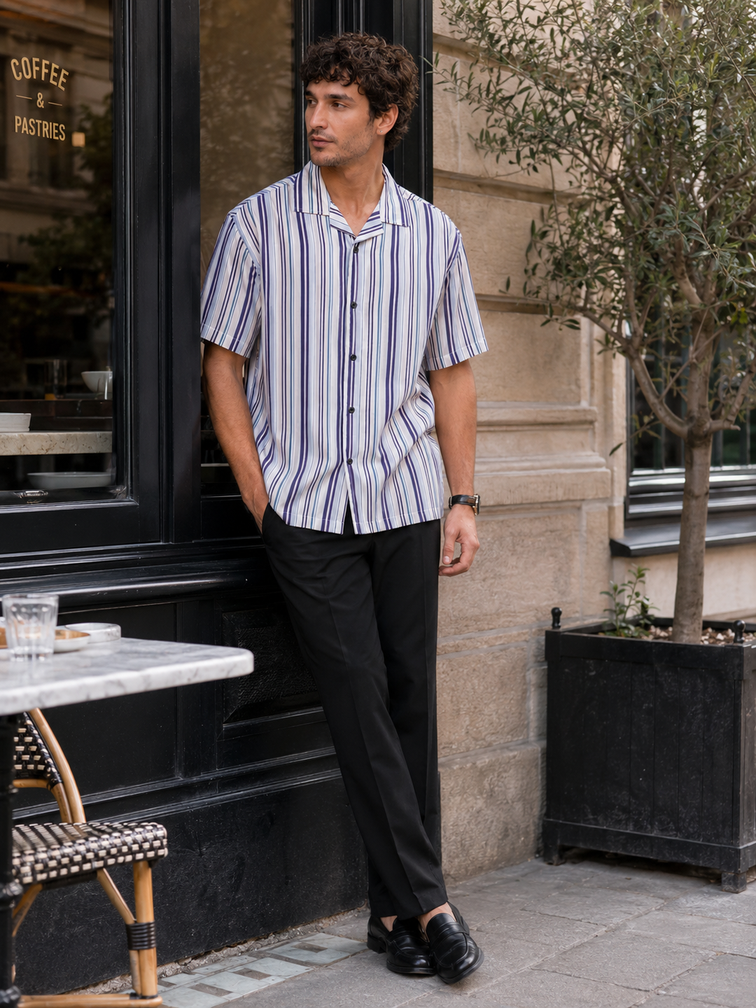 Classic Stripes: Blue & White Cuban Shirt