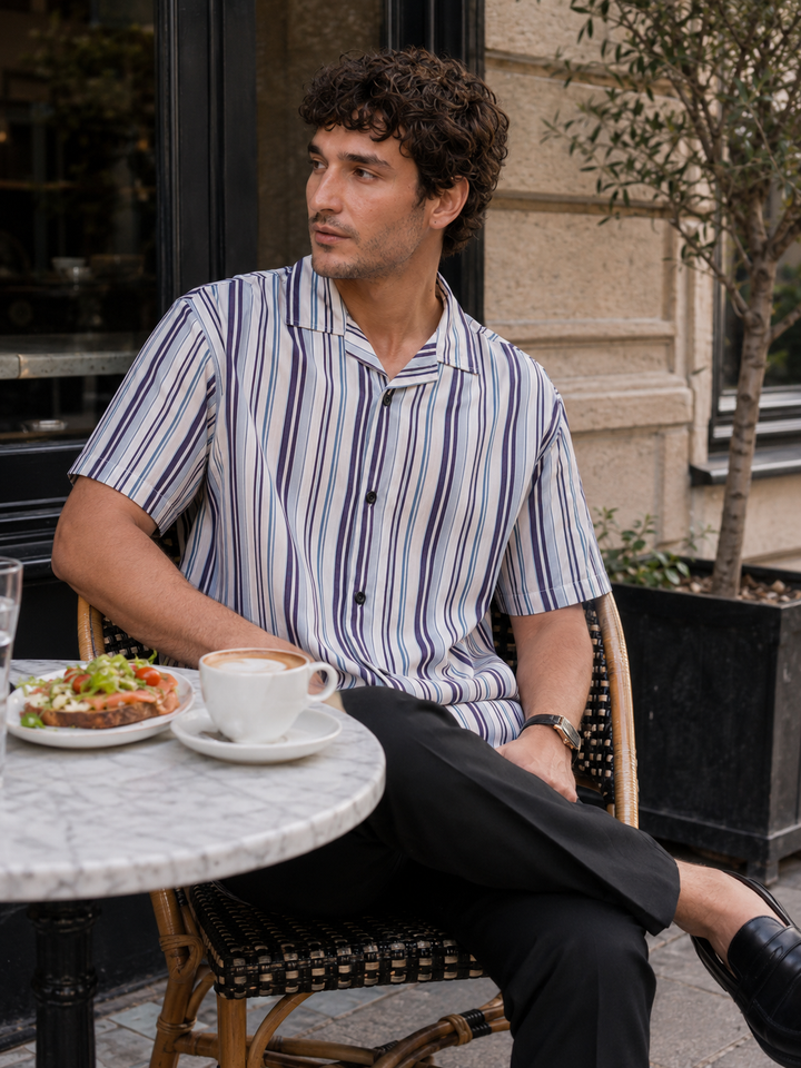 Classic Stripes: Blue & White Cuban Shirt