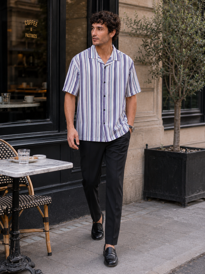 Classic Stripes: Blue & White Cuban Shirt