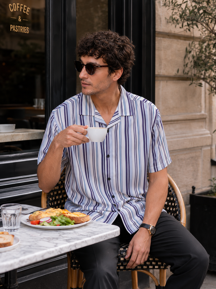 Classic Stripes: Blue & White Cuban Shirt