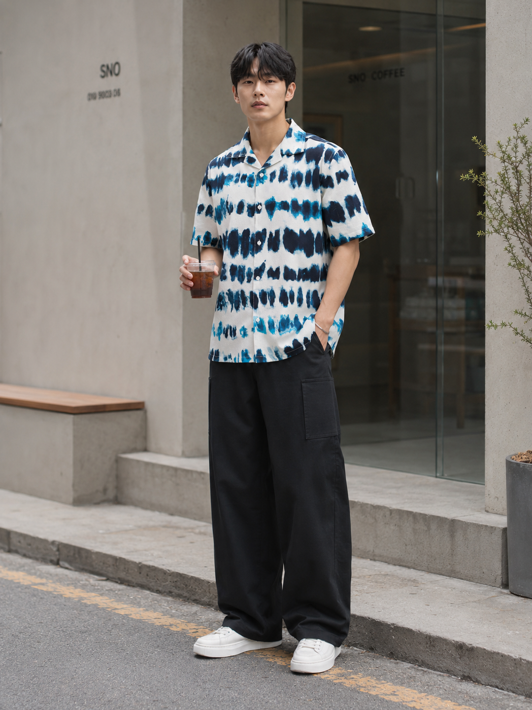 Emulsion Blue Textured Cuban Shirt