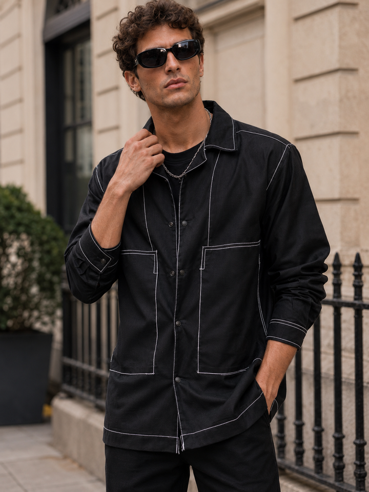 Cuban Overshirt: Black