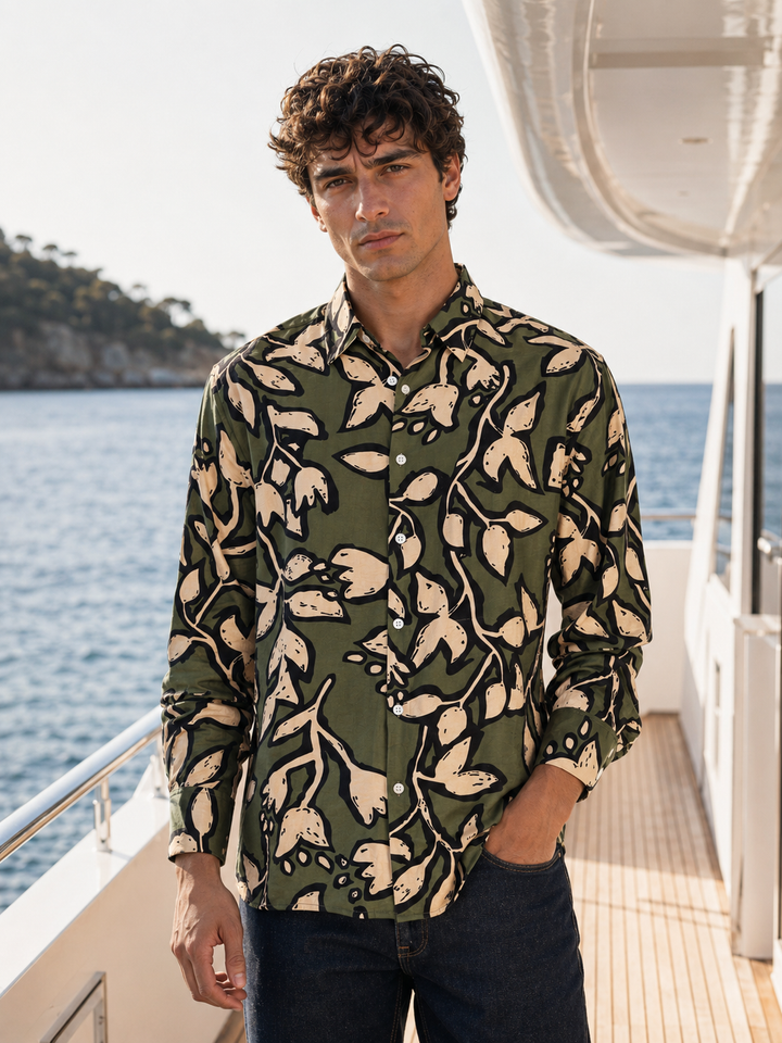 Textured Fabric: Green Blossom Shirt