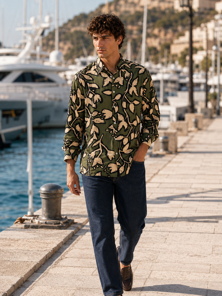 Textured Fabric: Green Blossom Shirt