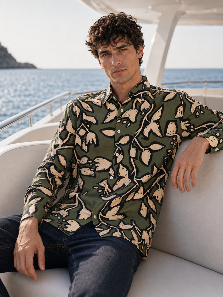 Textured Fabric: Green Blossom Shirt