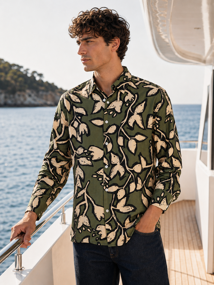 Textured Fabric: Green Blossom Shirt