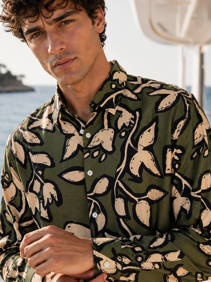 Textured Fabric: Green Blossom Shirt