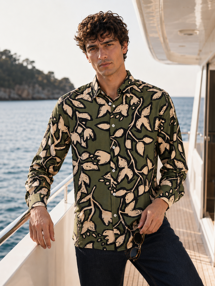 Textured Fabric: Green Blossom Shirt