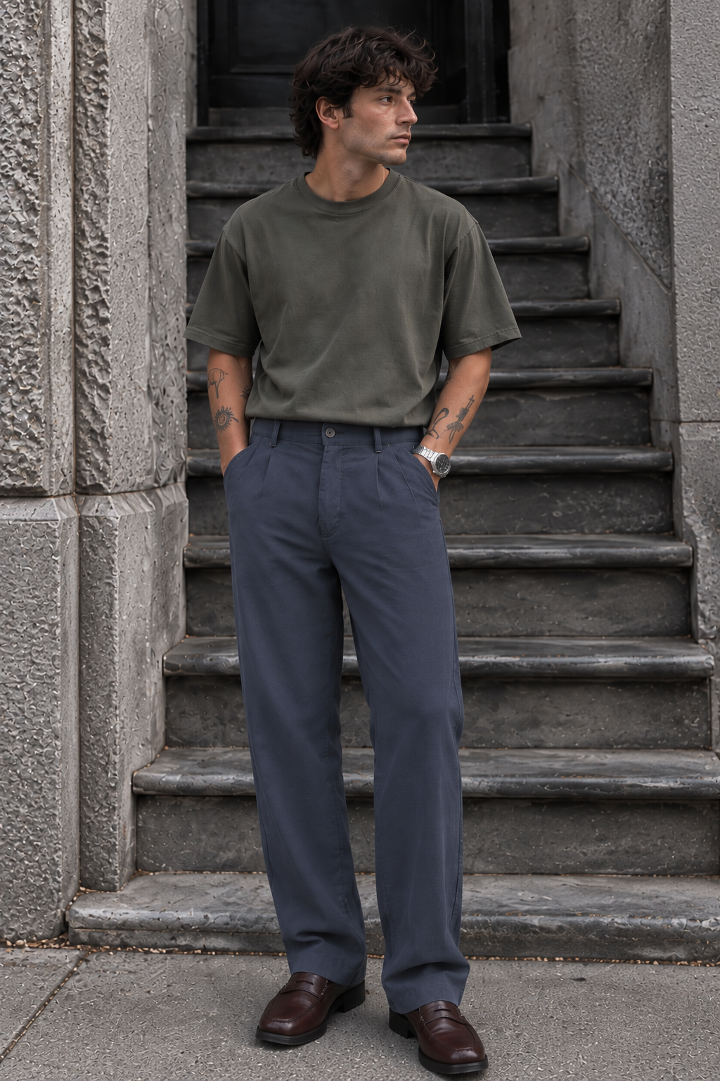 Korean Fit: Straight Fit Dark Grey Pants
