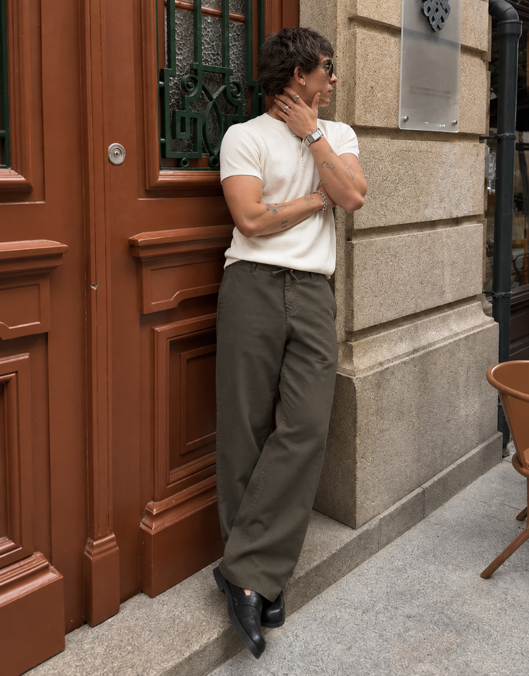 Linen : Muddy Relaxed Fit Trousers