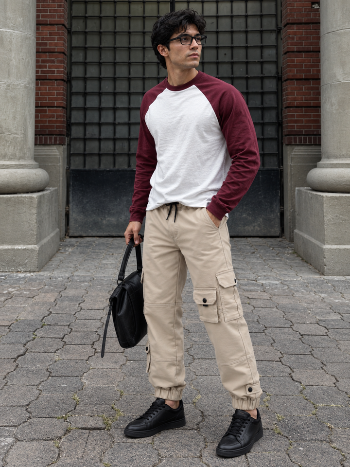 Cream Twill Regular Fit Cargo Pant
