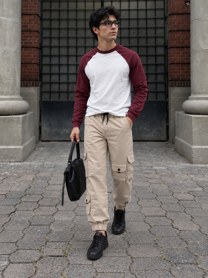Cream Twill Regular Fit Cargo Pant