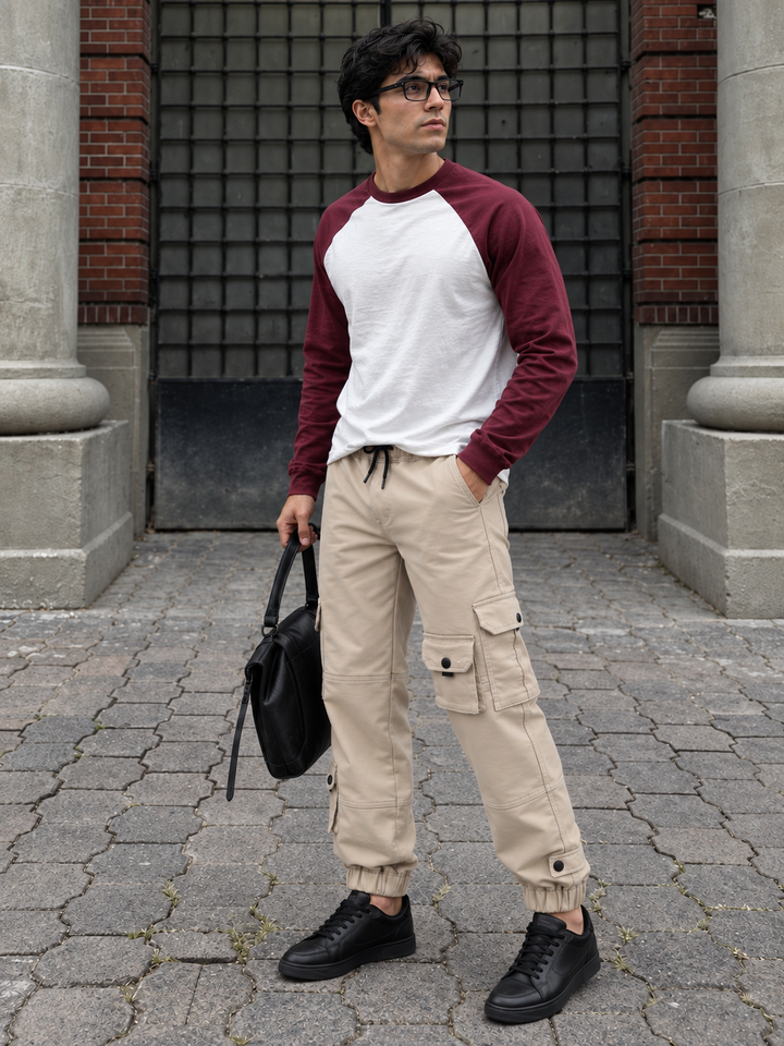 Cream Twill Regular Fit Cargo Pant
