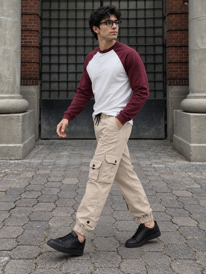 Cream Twill Regular Fit Cargo Pant