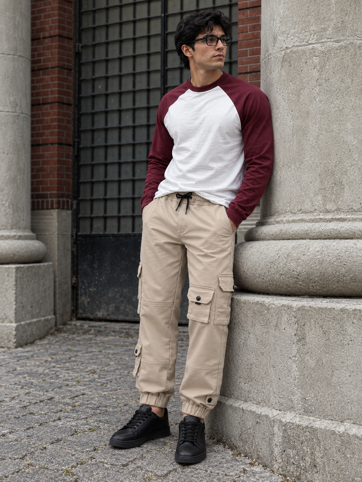 Cream Twill Regular Fit Cargo Pant