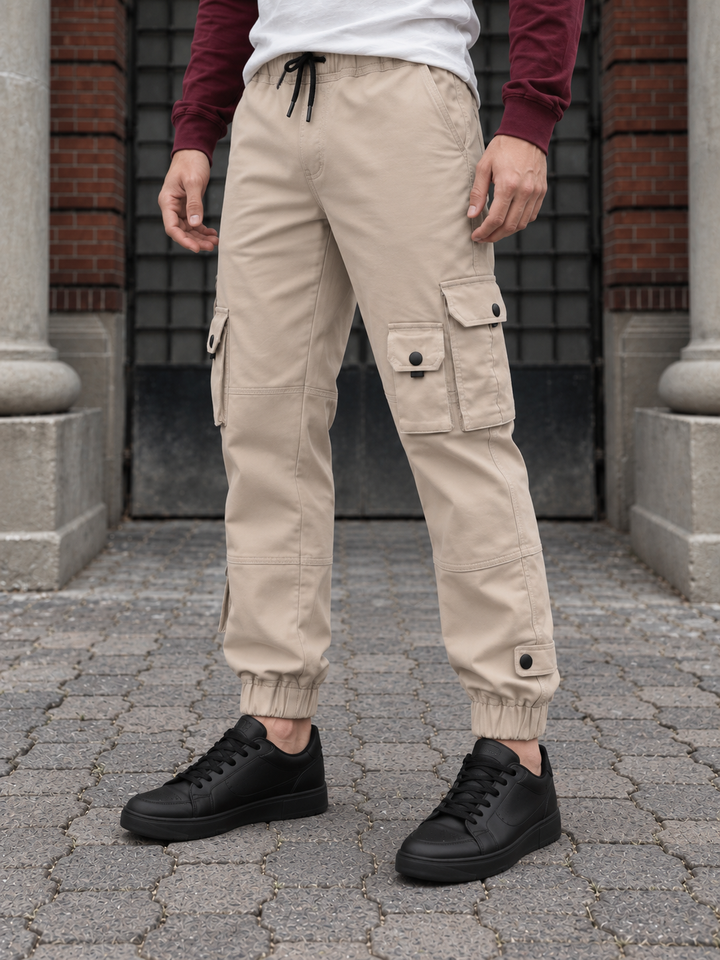 Cream Twill Regular Fit Cargo Pant