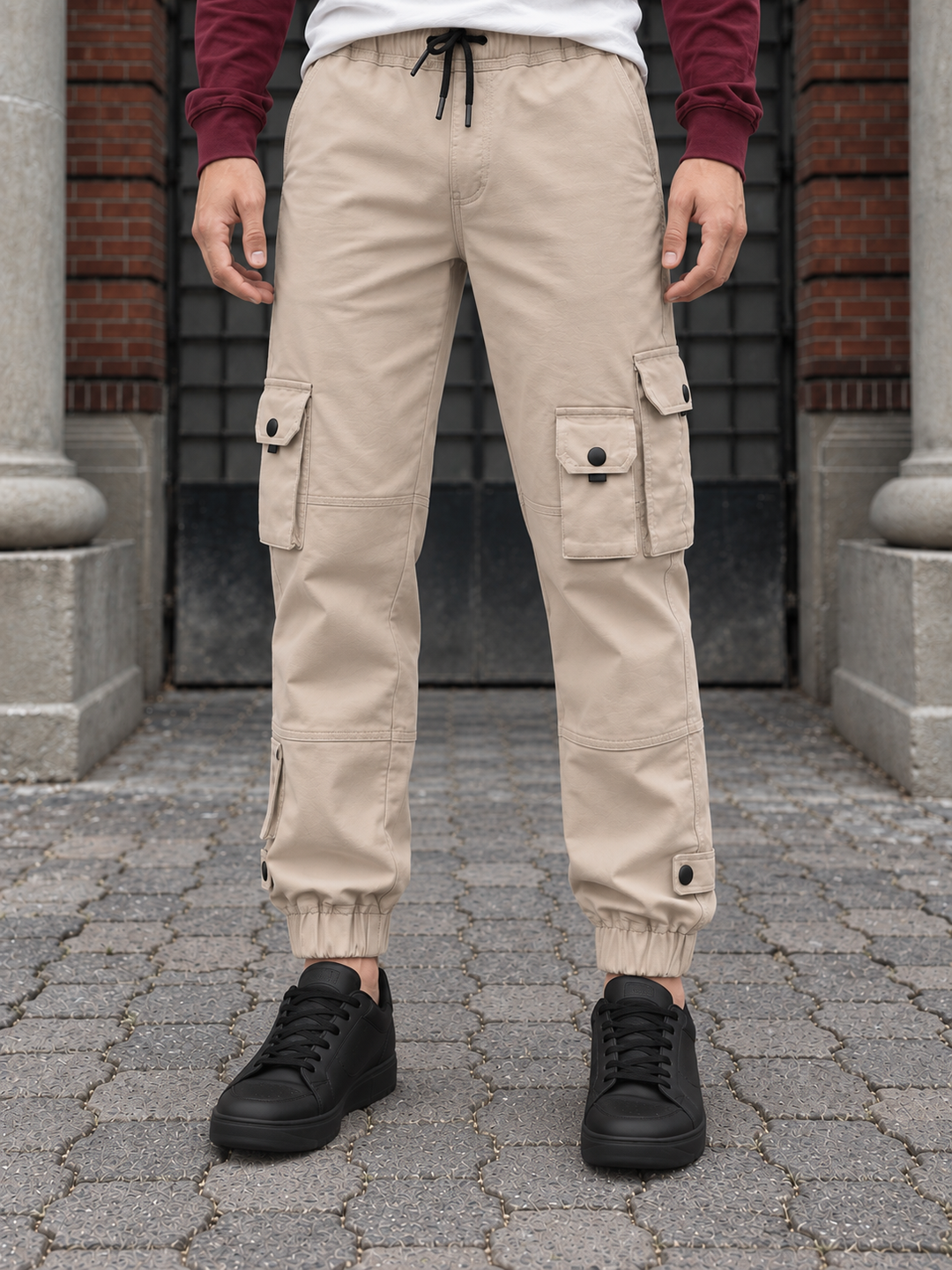 Cream Twill Regular Fit Cargo Pant