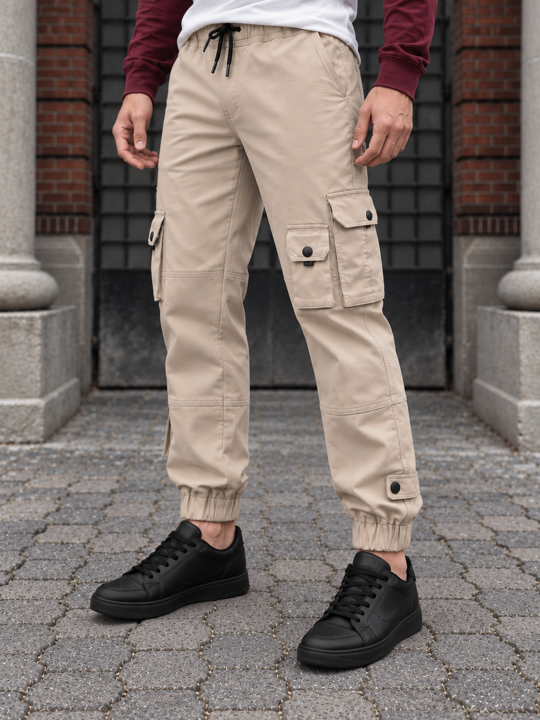 Cream Twill Regular Fit Cargo Pant