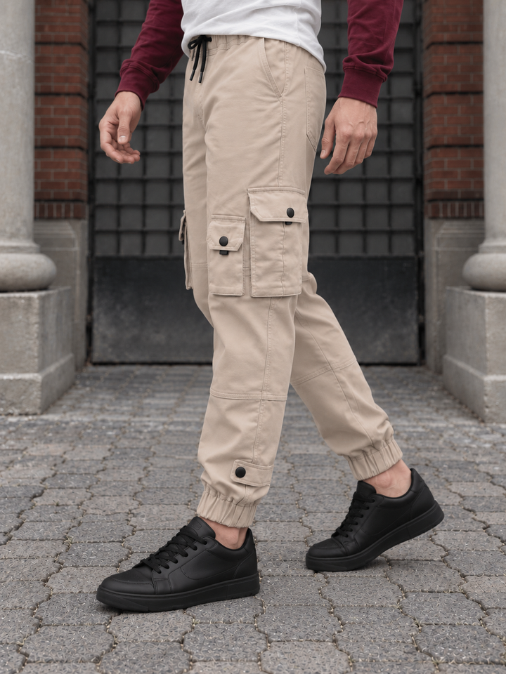 Cream Twill Regular Fit Cargo Pant