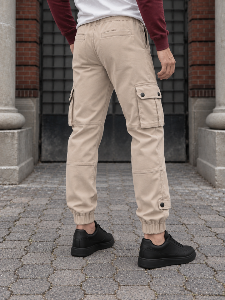 Cream Twill Regular Fit Cargo Pant
