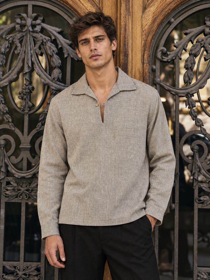 Long Sleeve: Brown Kurta