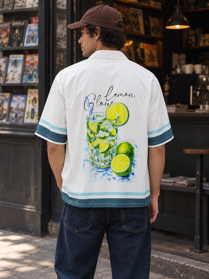 Lemon Glow: Oversized Printed Shirt
