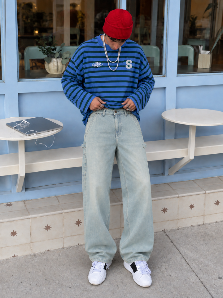Light Blue Baggy Jeans Street Style